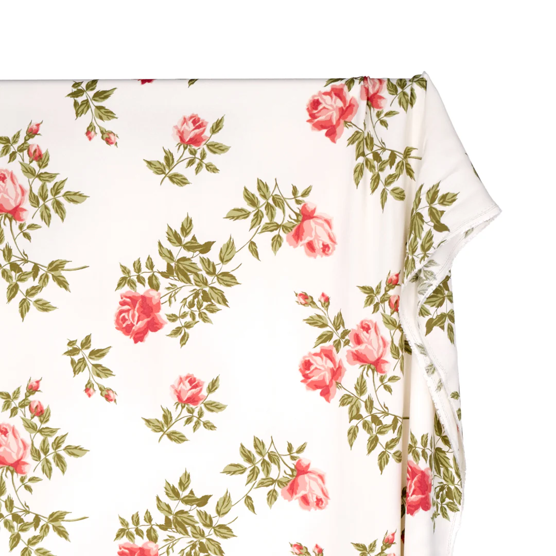 Deadstock Sonata Viscose Crepe - White/Rose - Image 3