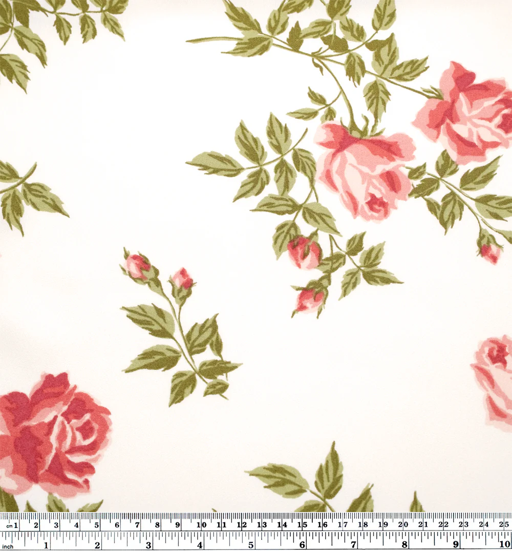 Deadstock Sonata Viscose Crepe - White/Rose - Image 4