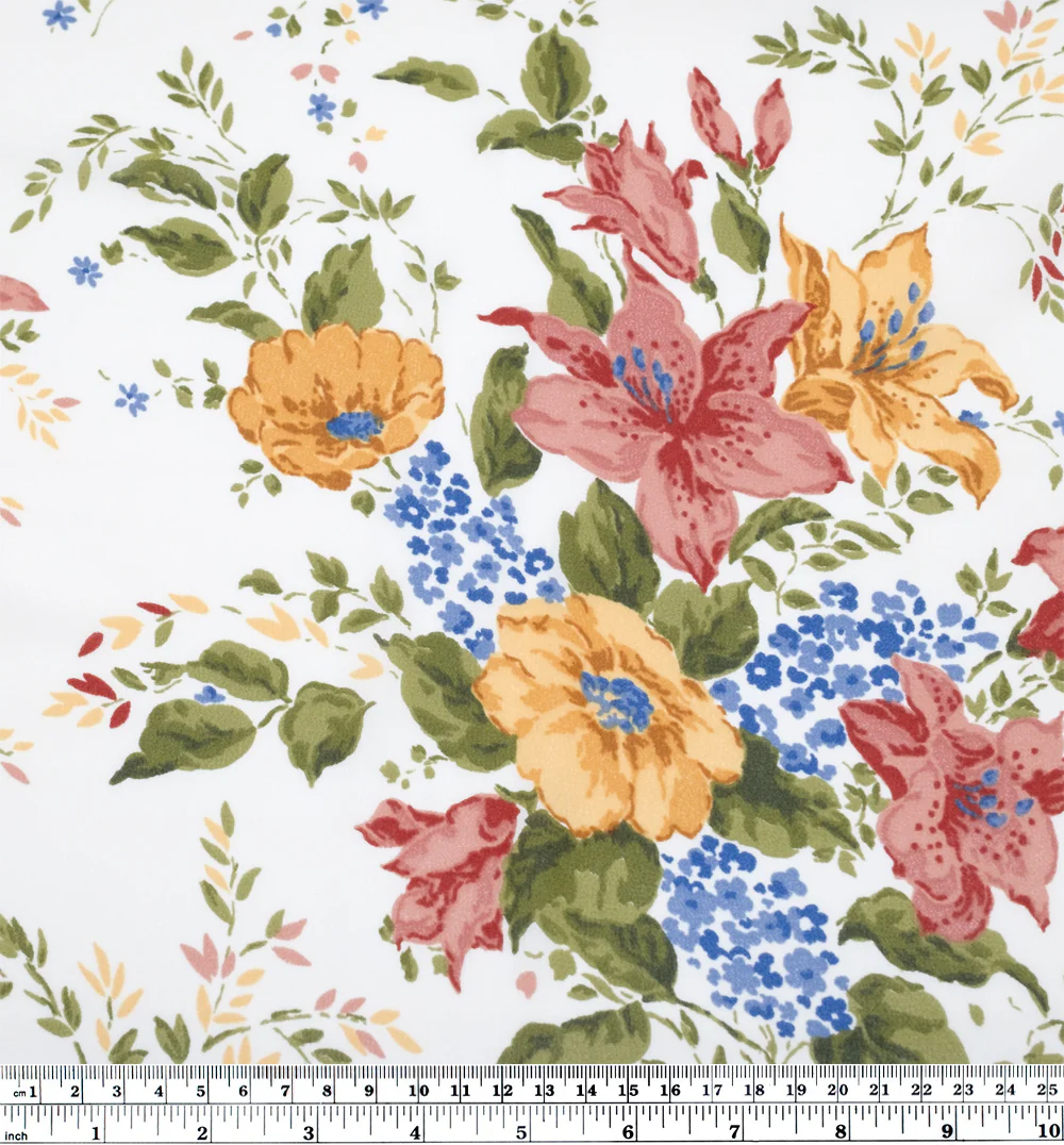 Deadstock Spring Lily Viscose Georgette - White/Multi - Image 4