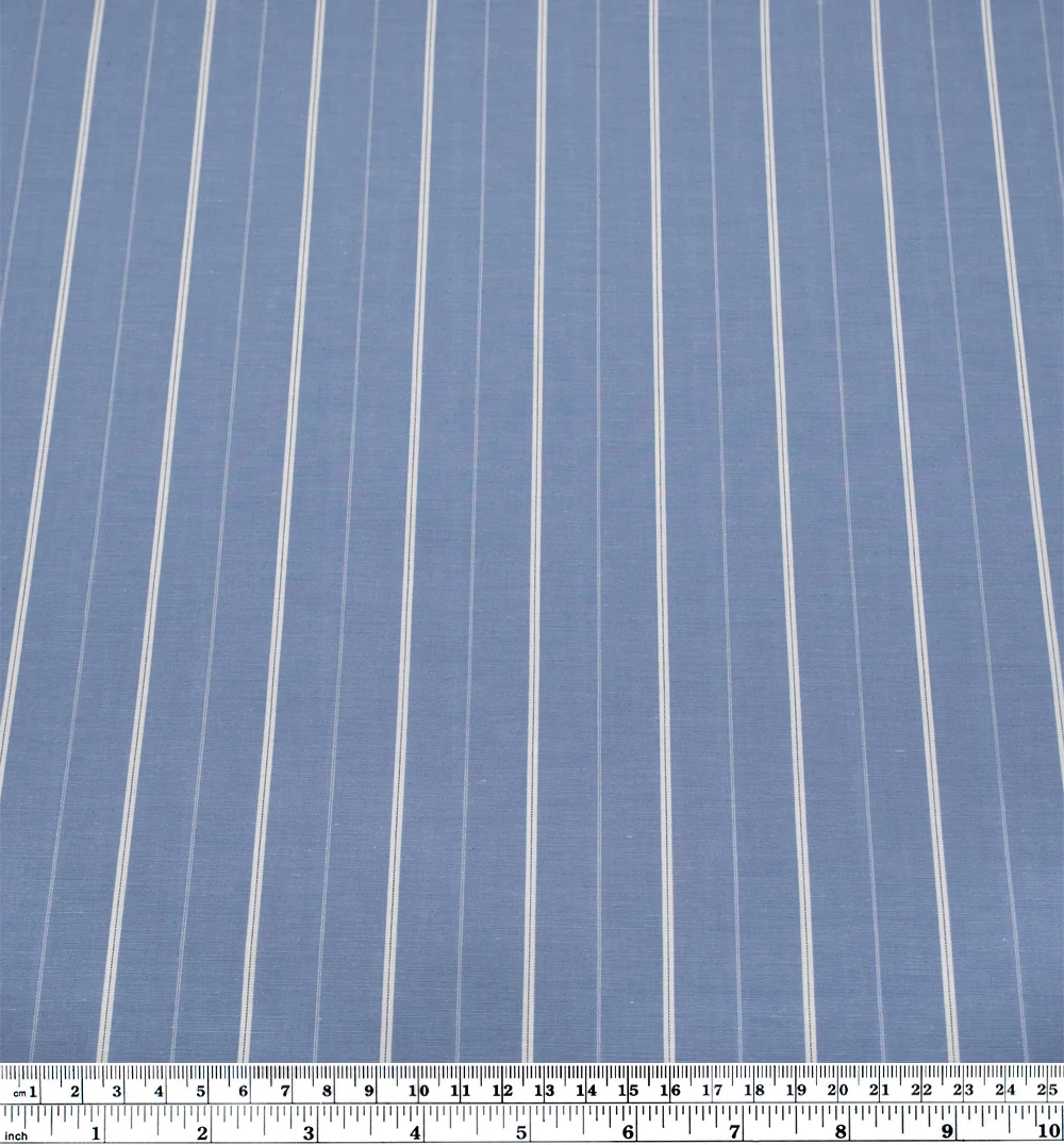Deadstock Stripe Cotton Shirting - Bluestone/White - Image 3