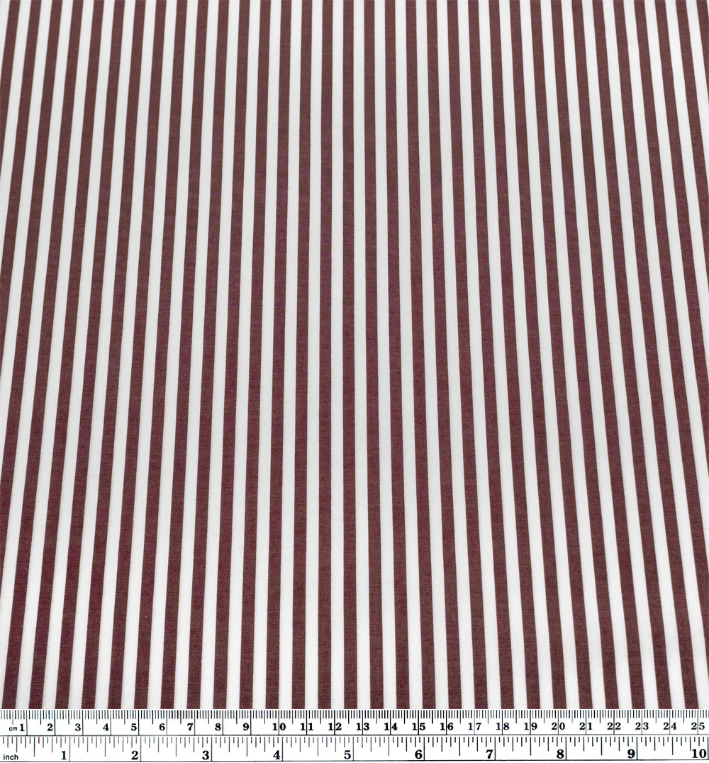 Deadstock Stripe Cotton Shirting - Burgundy/White - Image 3