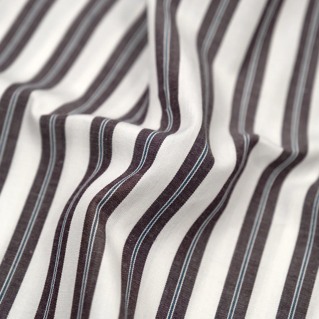Deadstock Stripe Cotton Shirting - Fudge/White