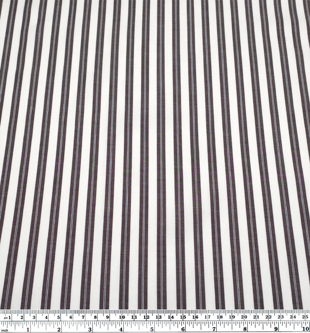 Deadstock Stripe Cotton Shirting - Fudge/White - Image 3