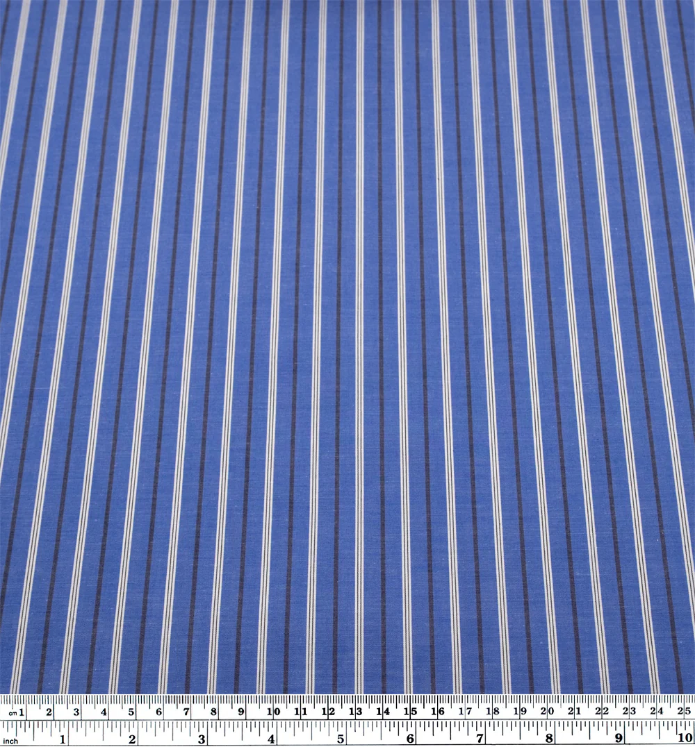Deadstock Stripe Cotton Shirting - Lapis/Black - Image 3