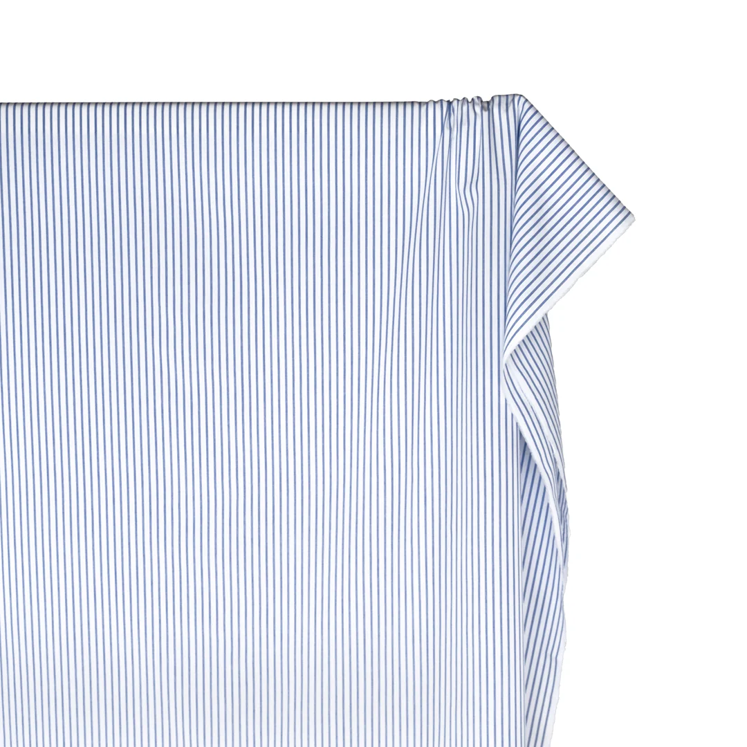 Deadstock Stripe Cotton Shirting - White/Azure - Image 4