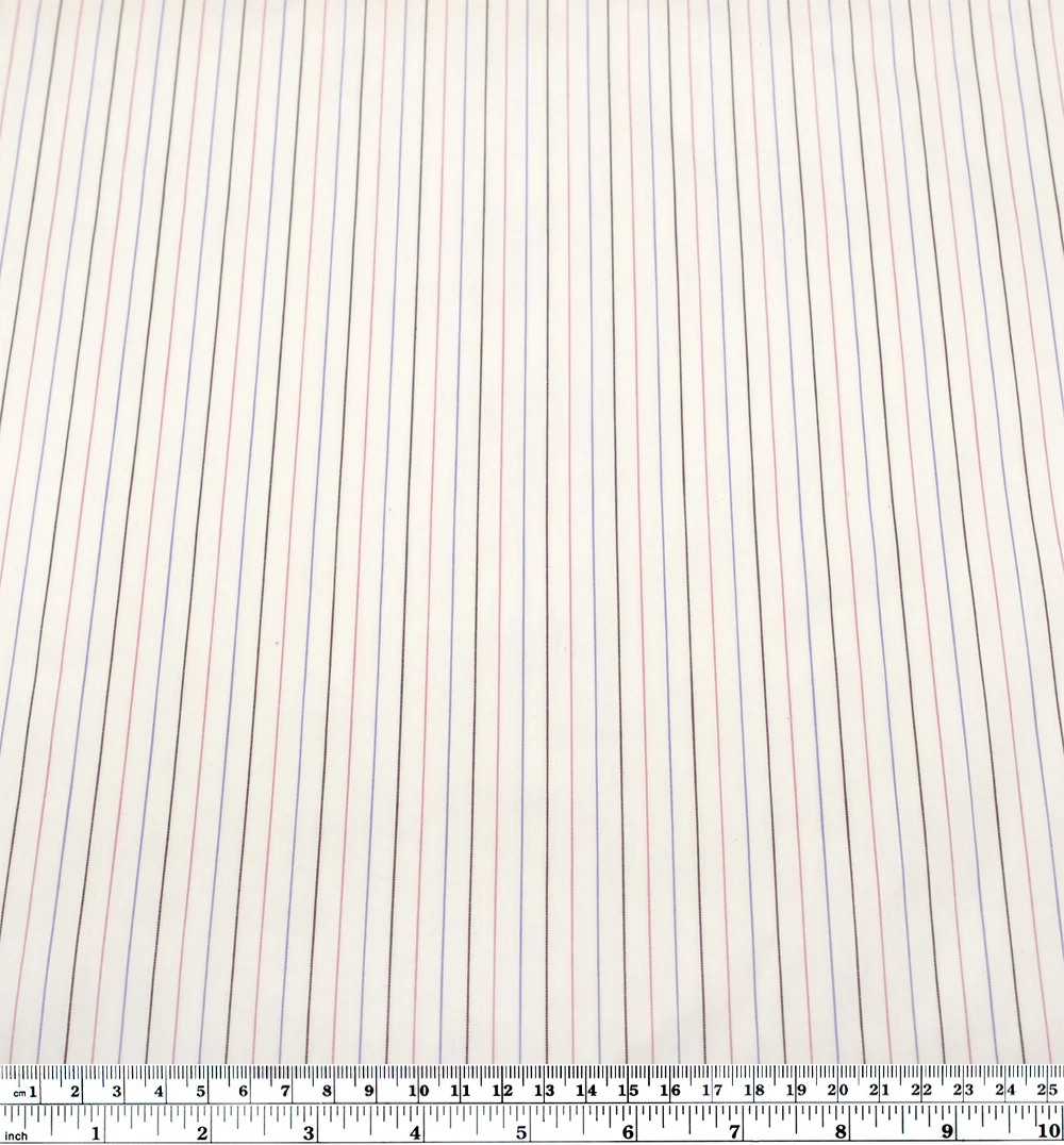 Deadstock Stripe Cotton Shirting - White/Bubblegum/Burgundy - Image 3
