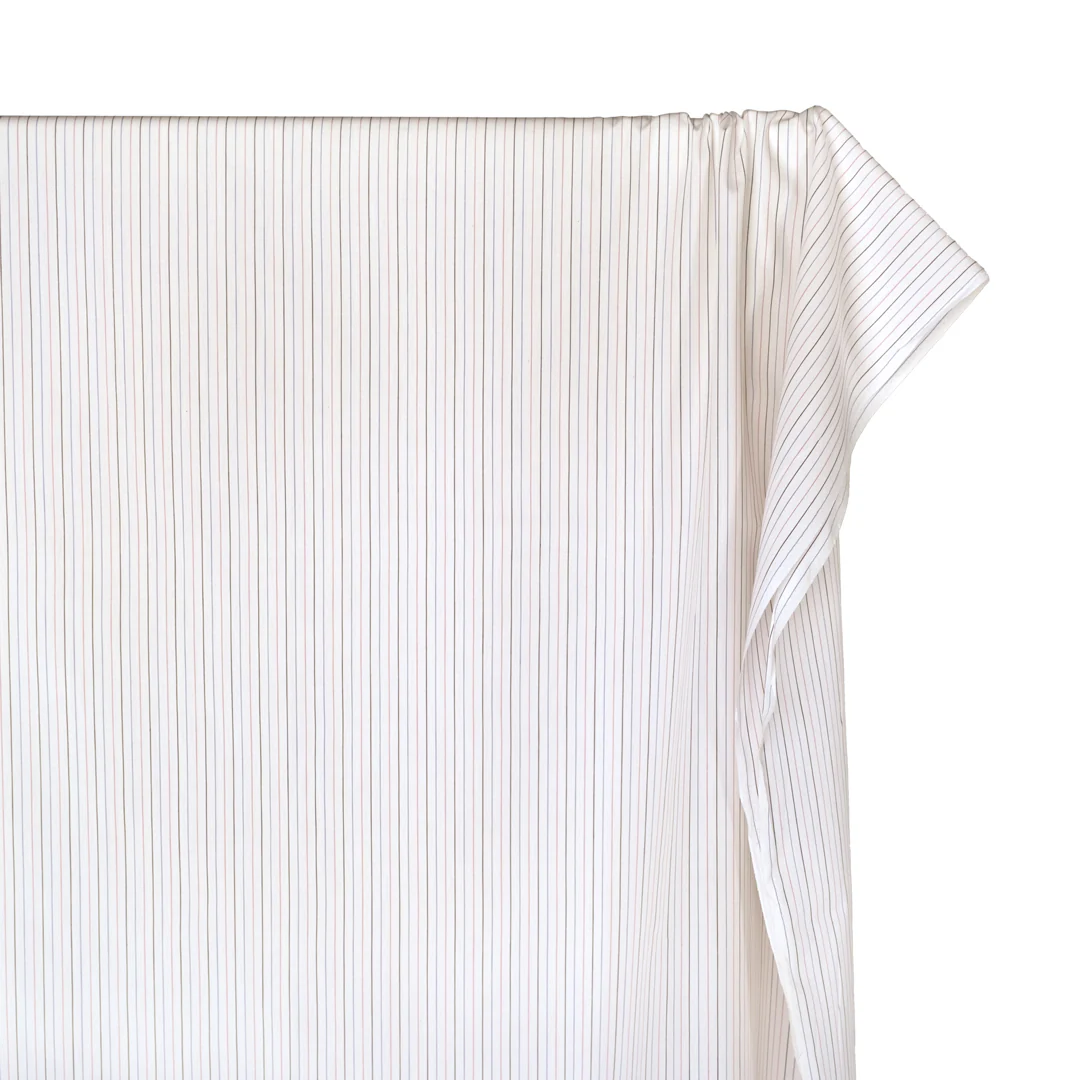Deadstock Stripe Cotton Shirting - White/Bubblegum/Burgundy - Image 4