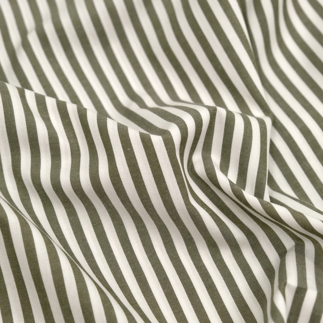 Deadstock Stripe Cotton Shirting - White/Kale