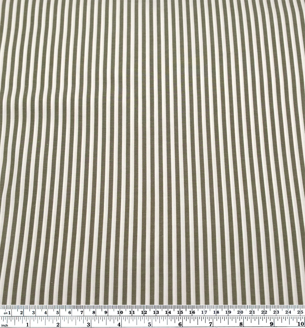 Deadstock Stripe Cotton Shirting - White/Kale - Image 3