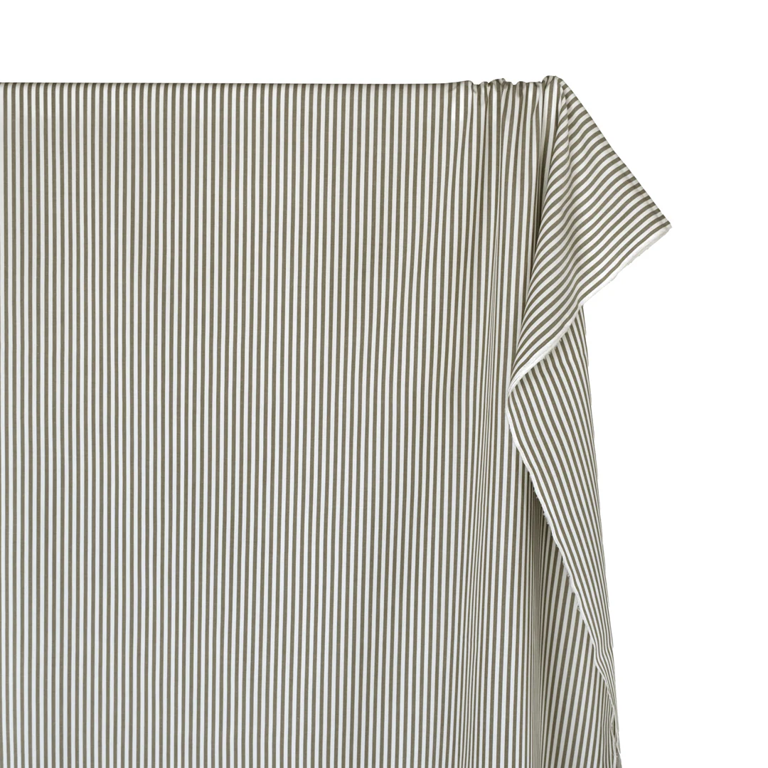 Deadstock Stripe Cotton Shirting - White/Kale - Image 4