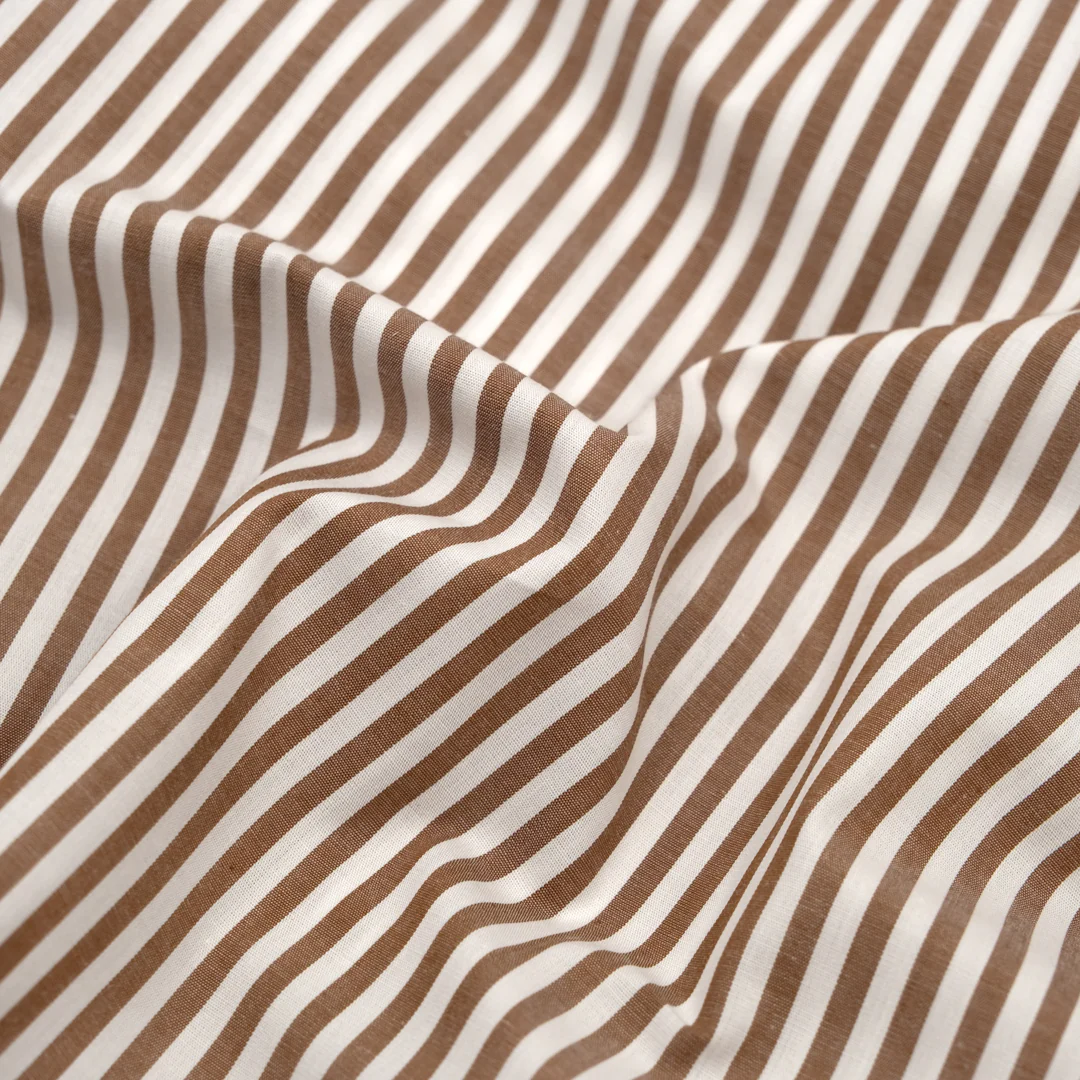 Deadstock Stripe Cotton Shirting - White/Nutshell