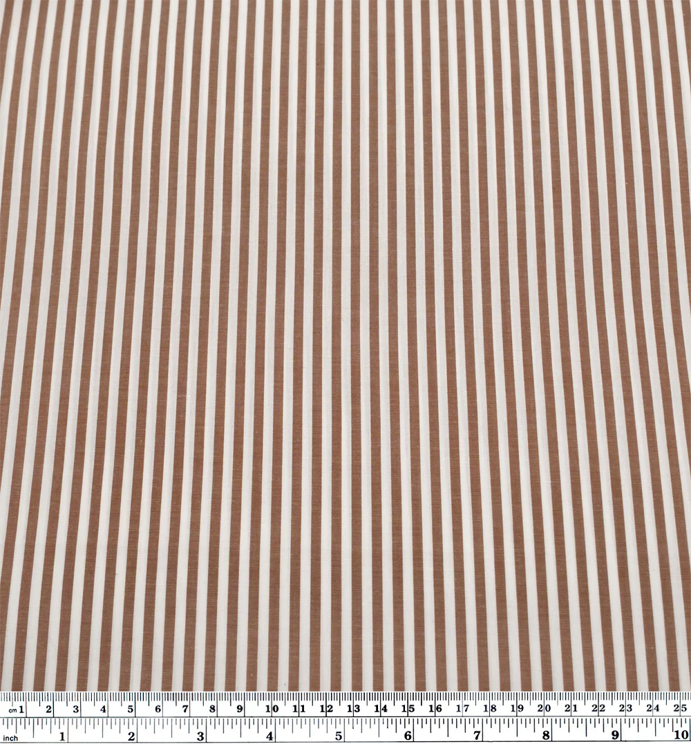 Deadstock Stripe Cotton Shirting - White/Nutshell - Image 3