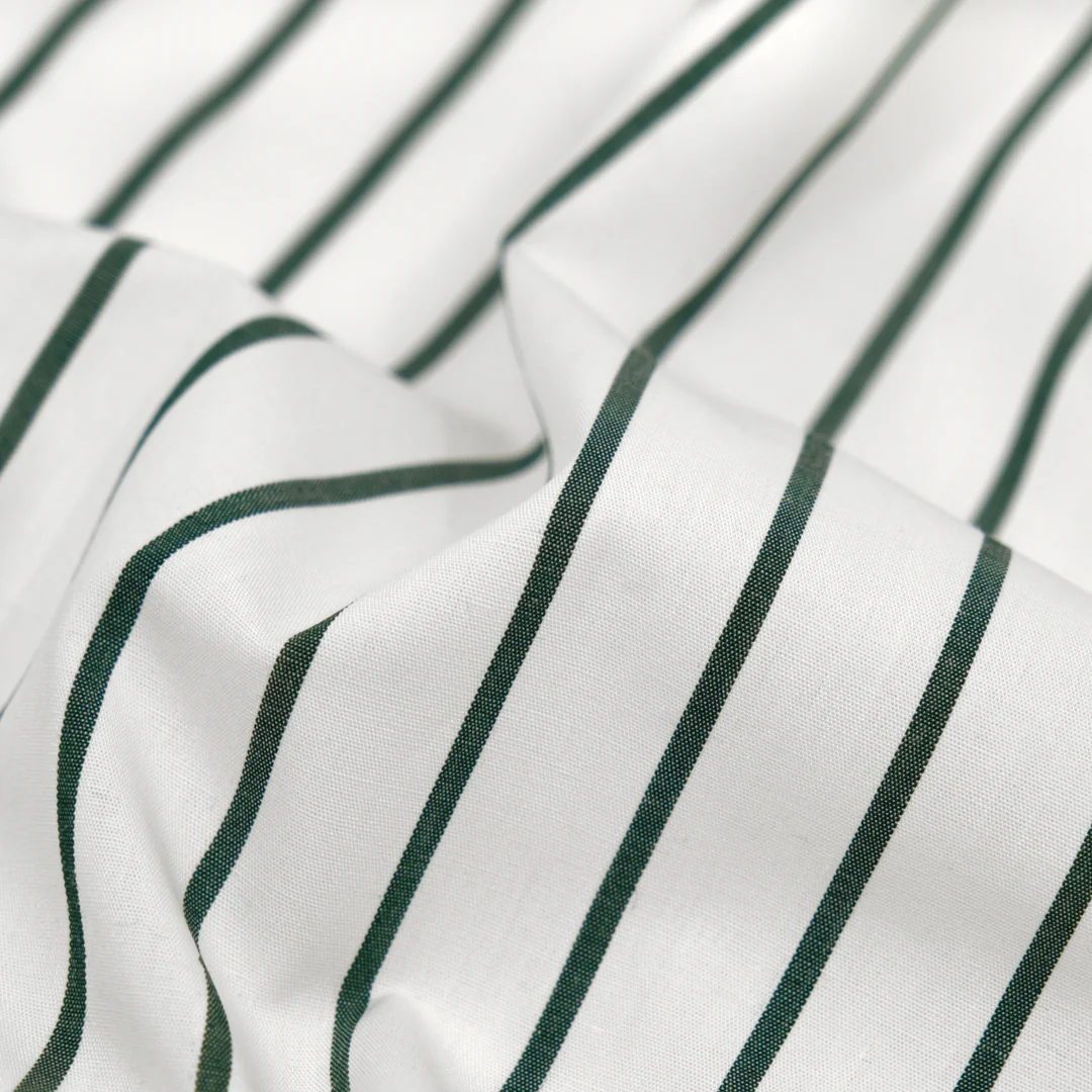 Deadstock Stripe Cotton Shirting - White/Pine