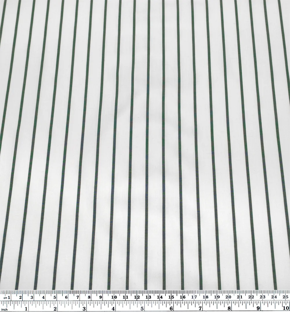 Deadstock Stripe Cotton Shirting - White/Pine - Image 3