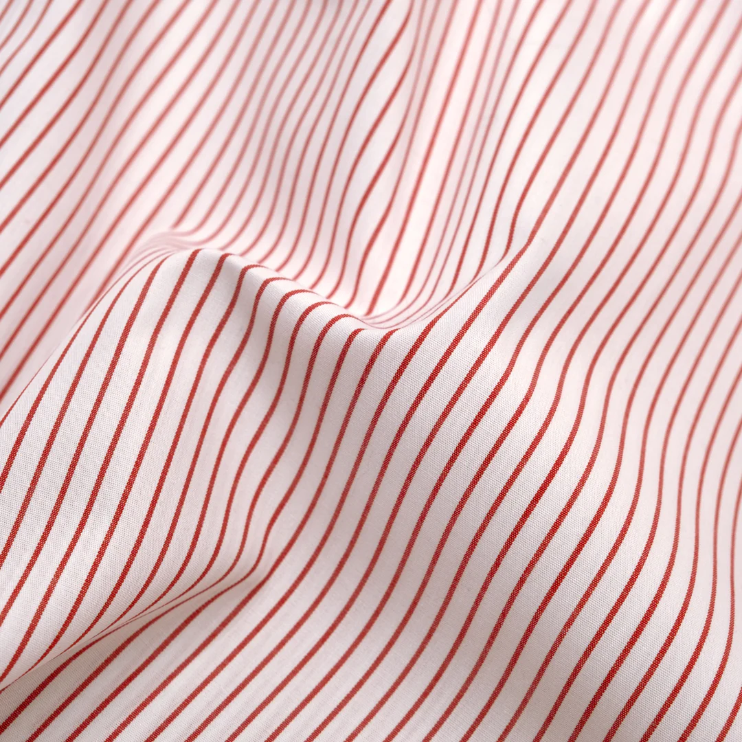 Deadstock Stripe Cotton Shirting - White/Poppy