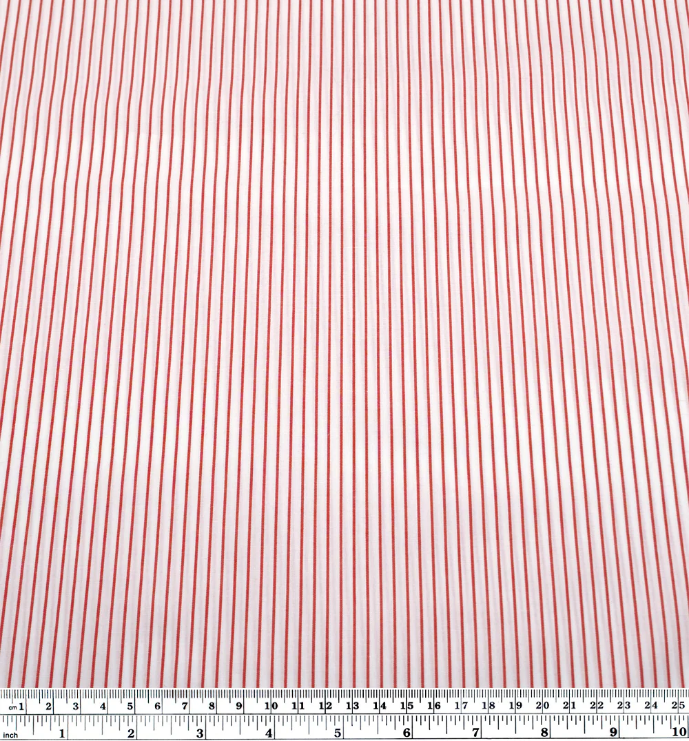 Deadstock Stripe Cotton Shirting - White/Poppy - Image 3