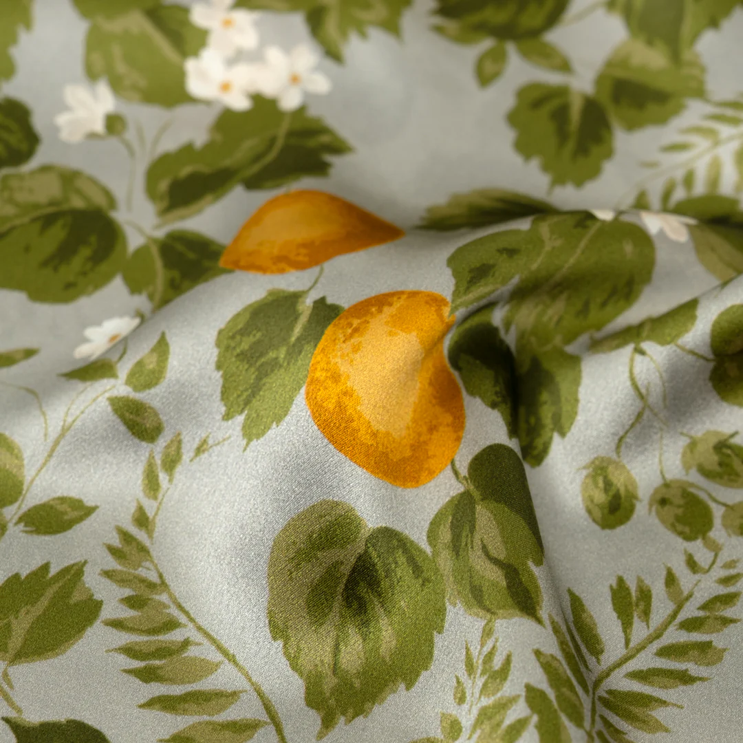 Deadstock Sweet Citrus Silk Charmeuse - Cucumber/Sherbert