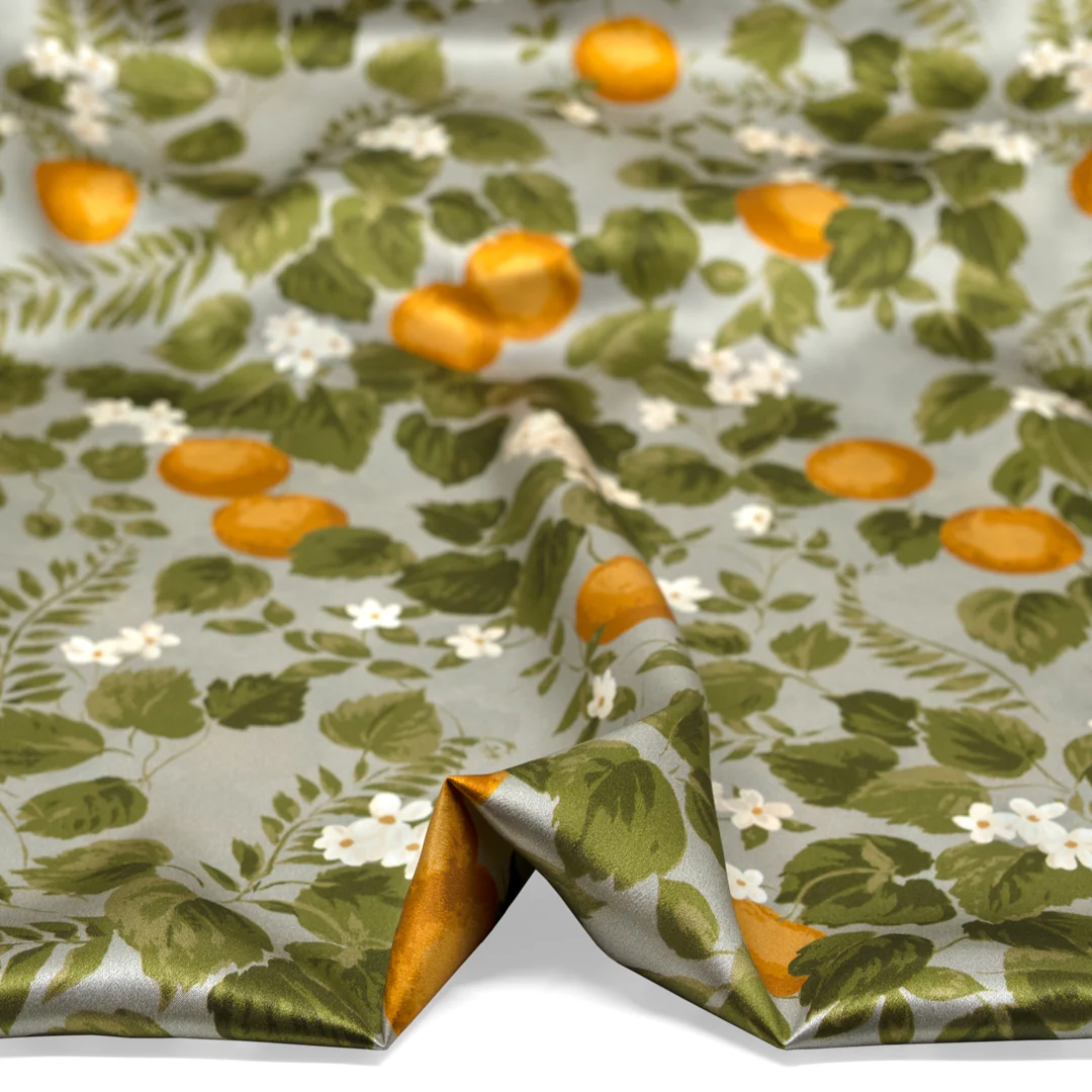Deadstock Sweet Citrus Silk Charmeuse - Cucumber/Sherbert - Image 3