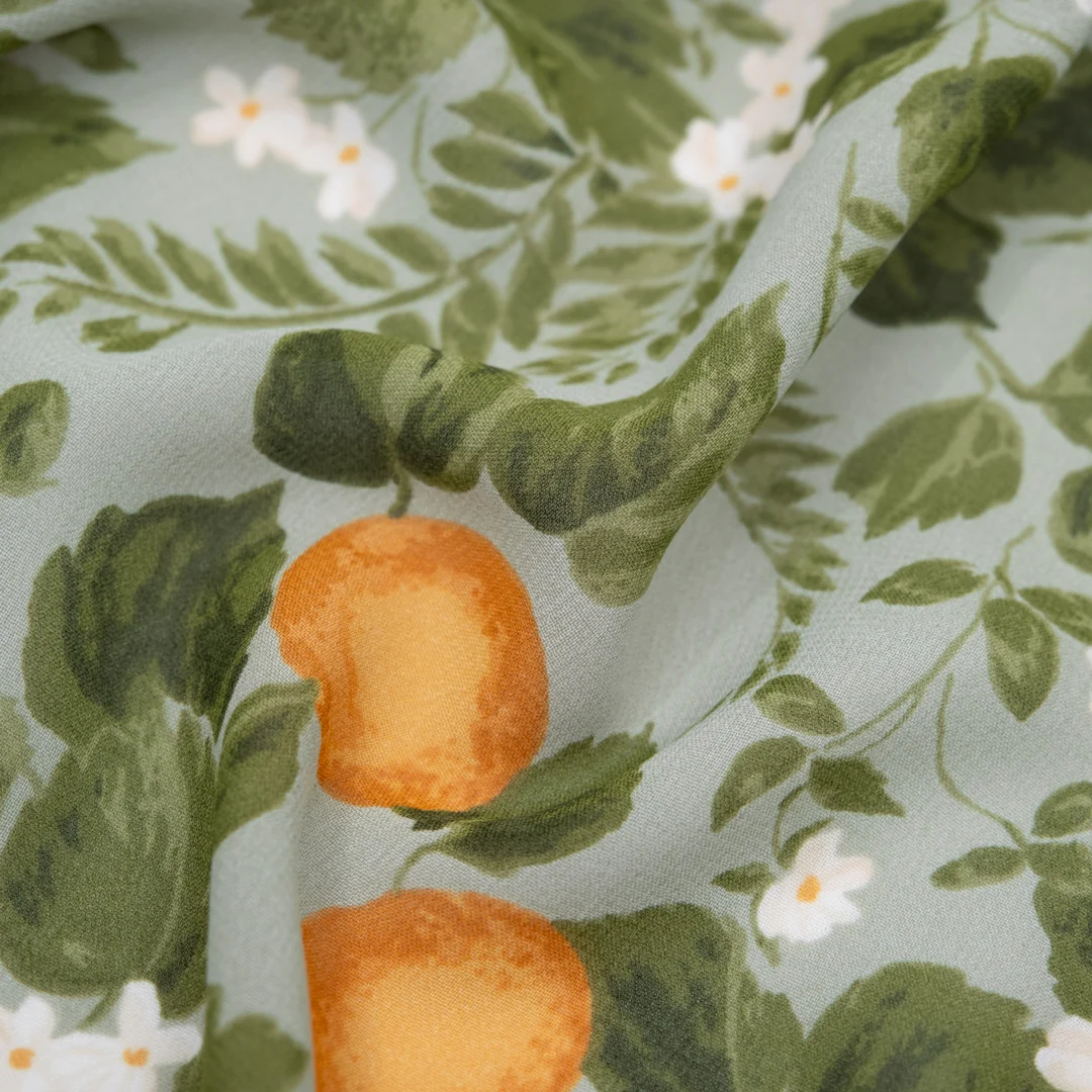 Deadstock Sweet Citrus Viscose Georgette - Cucumber/Sherbert - Image 2