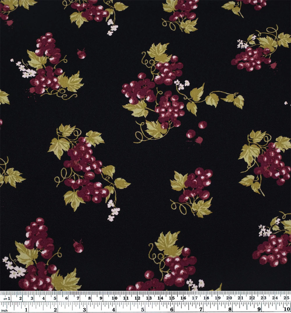 Deadstock Through The Grapevine Viscose Crepe - Black/Sangria - Image 4