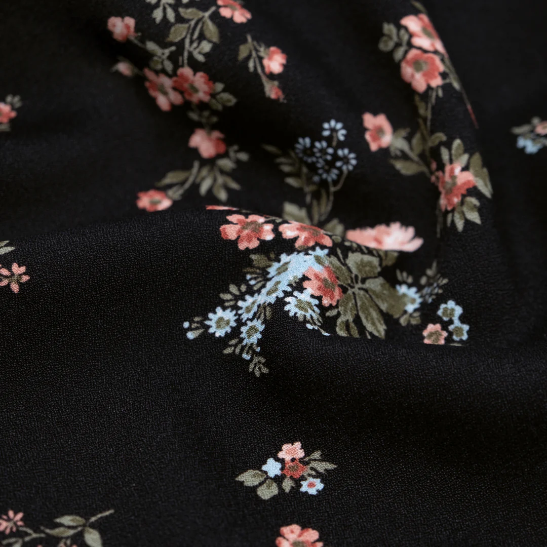 Deadstock Wallflower Viscose Crepe - Black/Rose