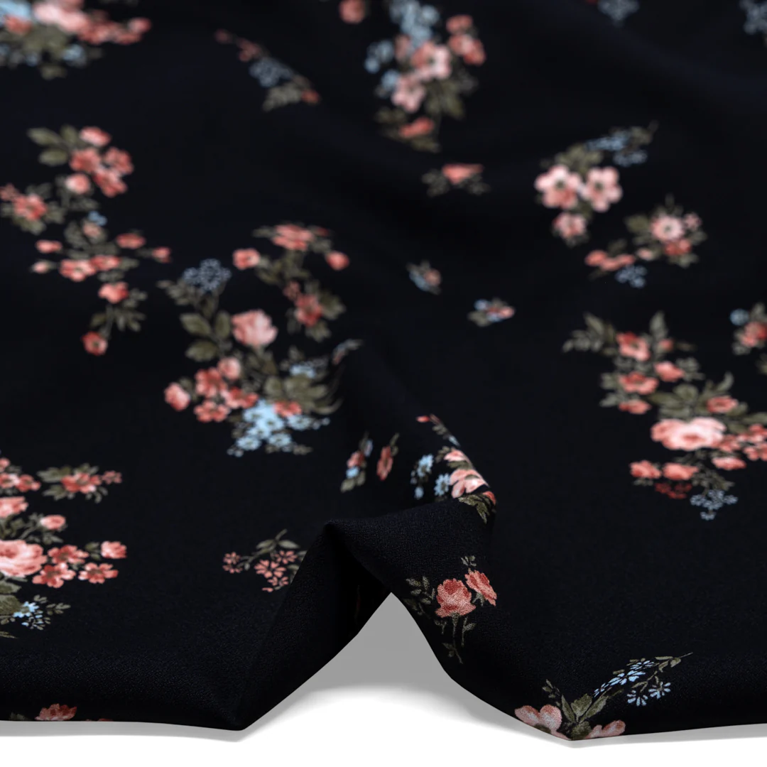 Deadstock Wallflower Viscose Crepe - Black/Rose - Image 3