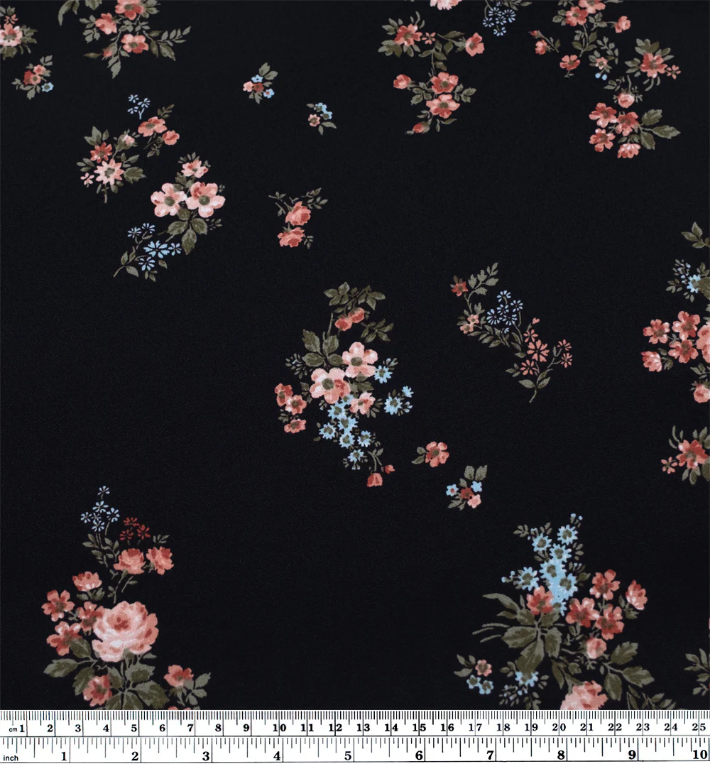 Deadstock Wallflower Viscose Crepe - Black/Rose - Image 4