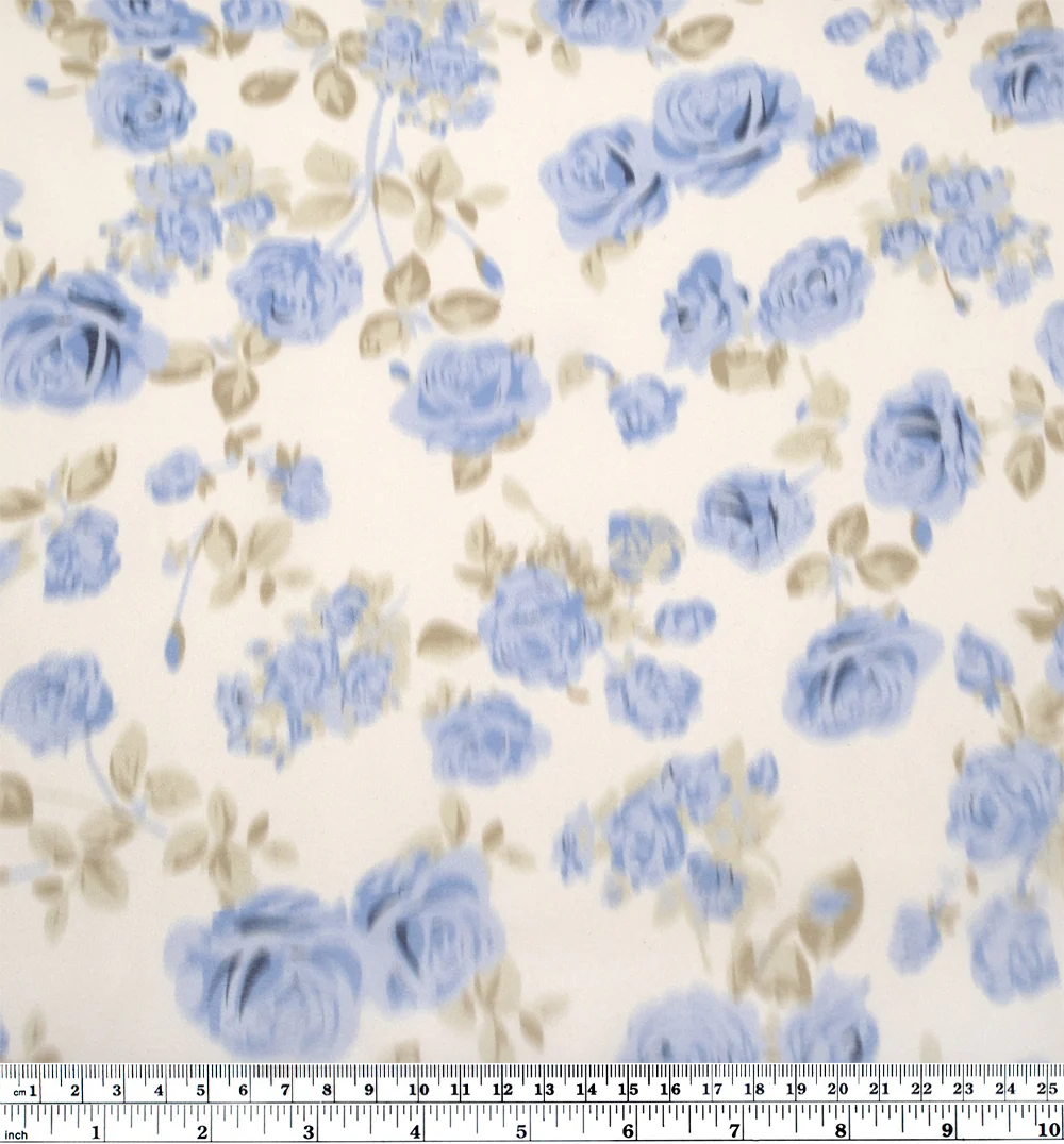 Deadstock Watercolour Floral Organza - Ivory/Cornflower - Image 4