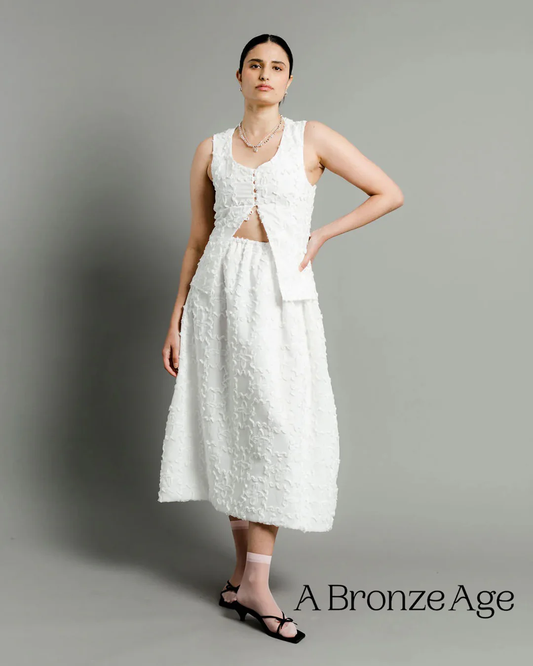 Deadstock Wiggle Poly Voile - White - Image 2