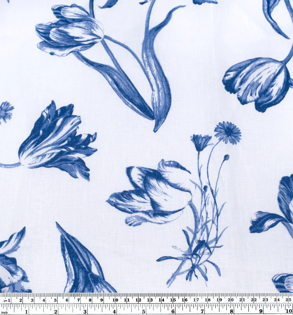 Deadstock Wild Waltz Linen - White/Blue Pool - Image 4