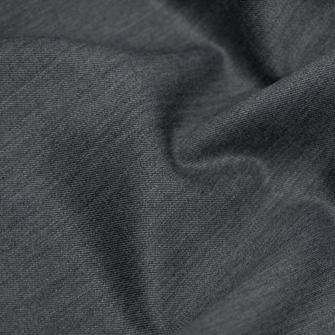 Deadstock Wool Poly Twill Suiting - Heather Grey