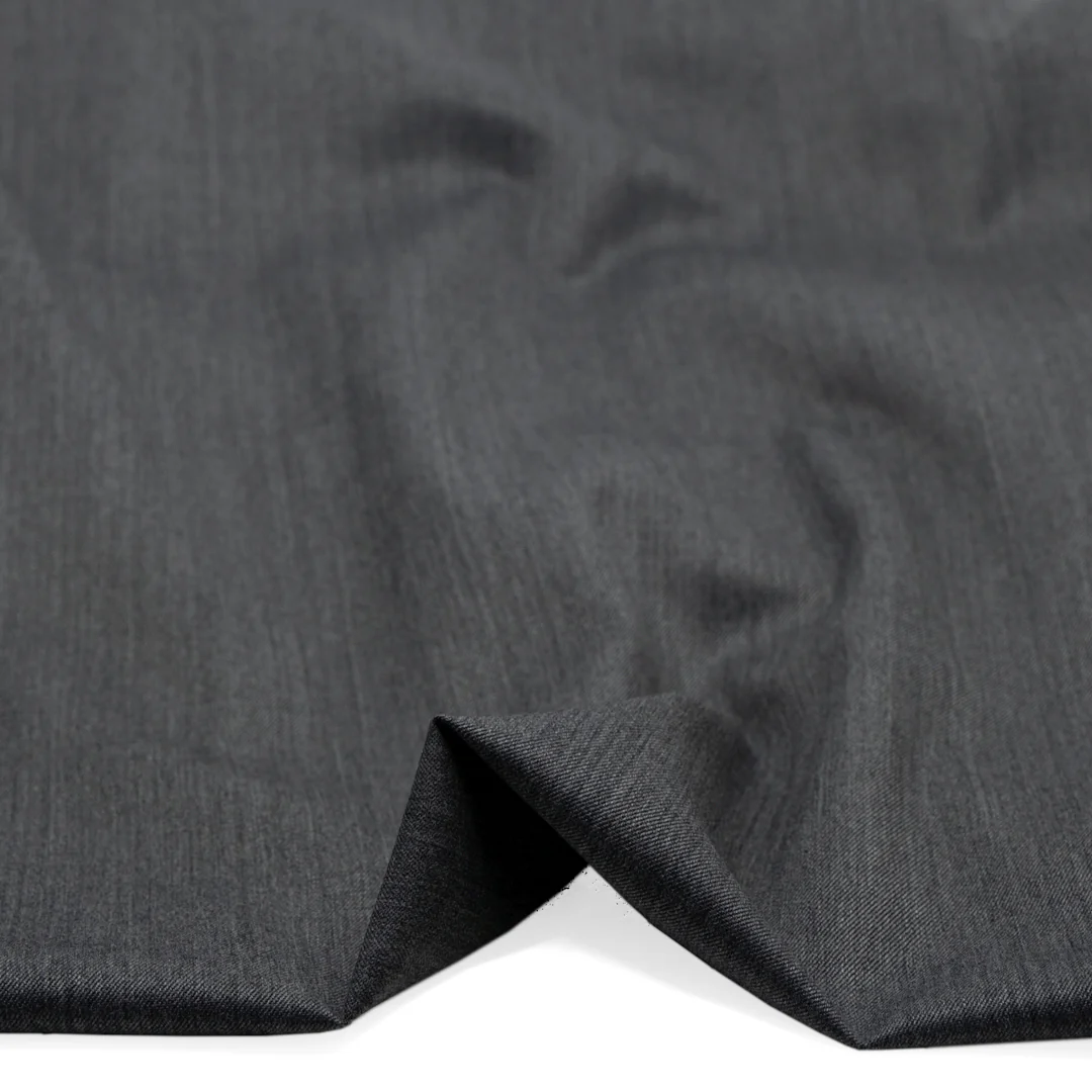 Deadstock Wool Poly Twill Suiting - Heather Grey - Image 2