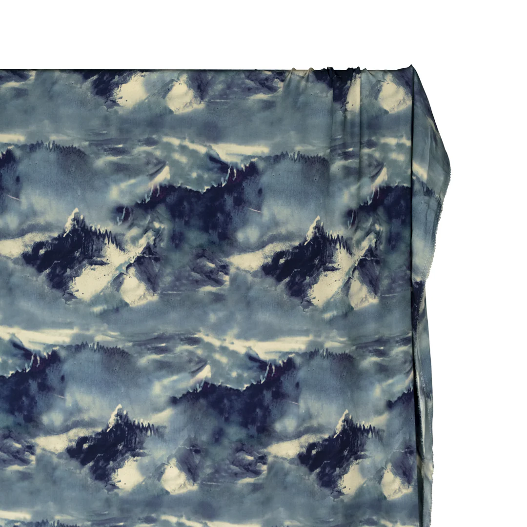 Deep Dive Viscose Sateen - Glacier/Navy - Image 2