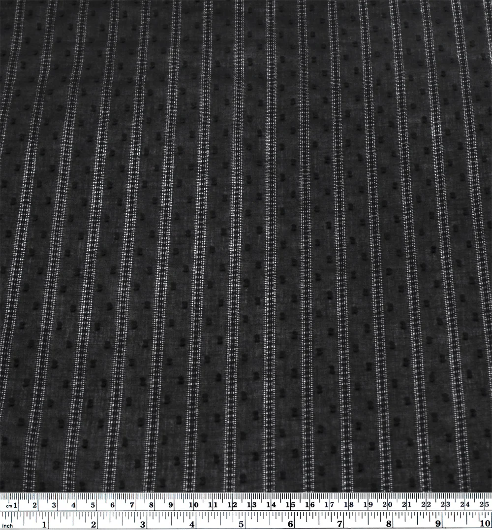 Delicate Stripe Cotton Dobby - Black - Image 3
