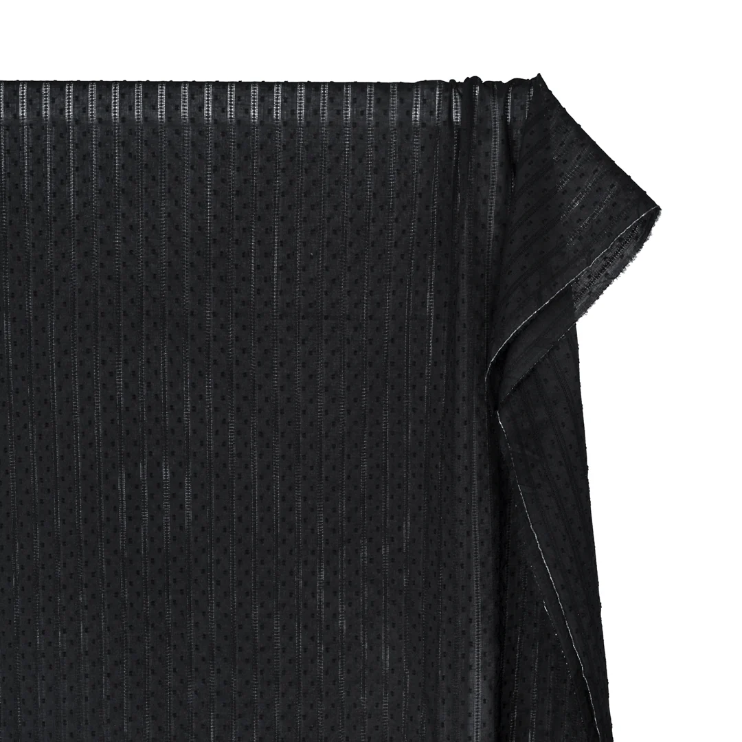 Delicate Stripe Cotton Dobby - Black - Image 4