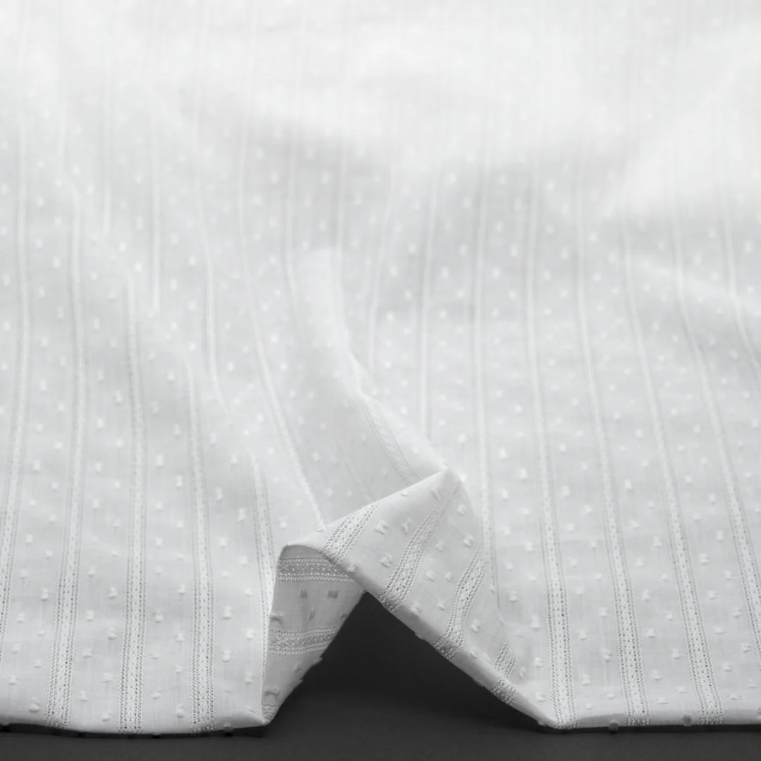 Delicate Stripe Cotton Dobby - White - Image 2