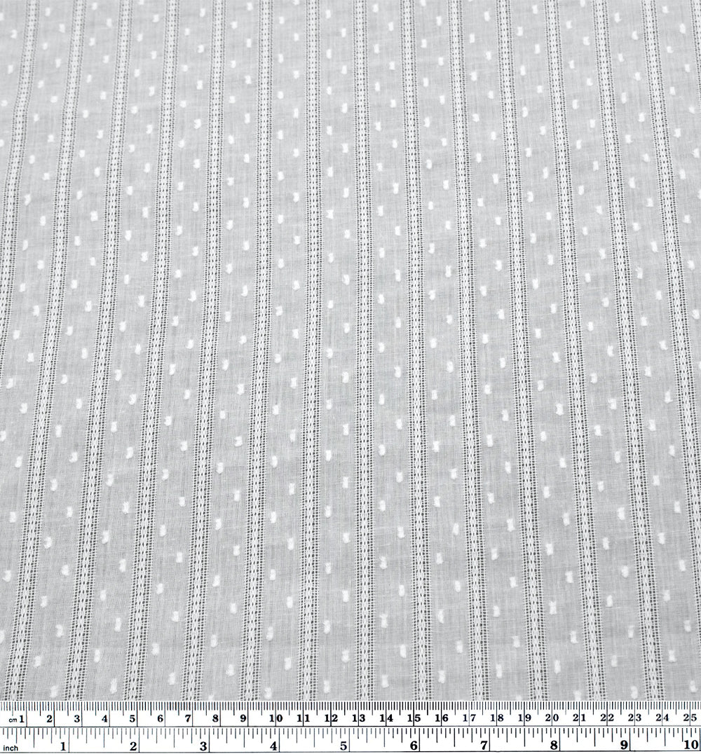 Delicate Stripe Cotton Dobby - White - Image 3