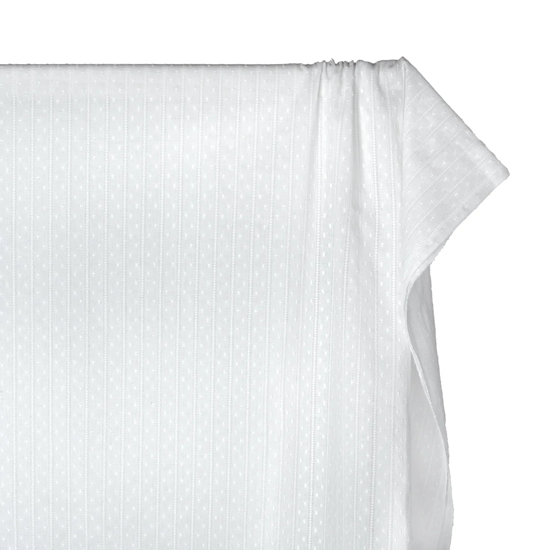 Delicate Stripe Cotton Dobby - White - Image 4