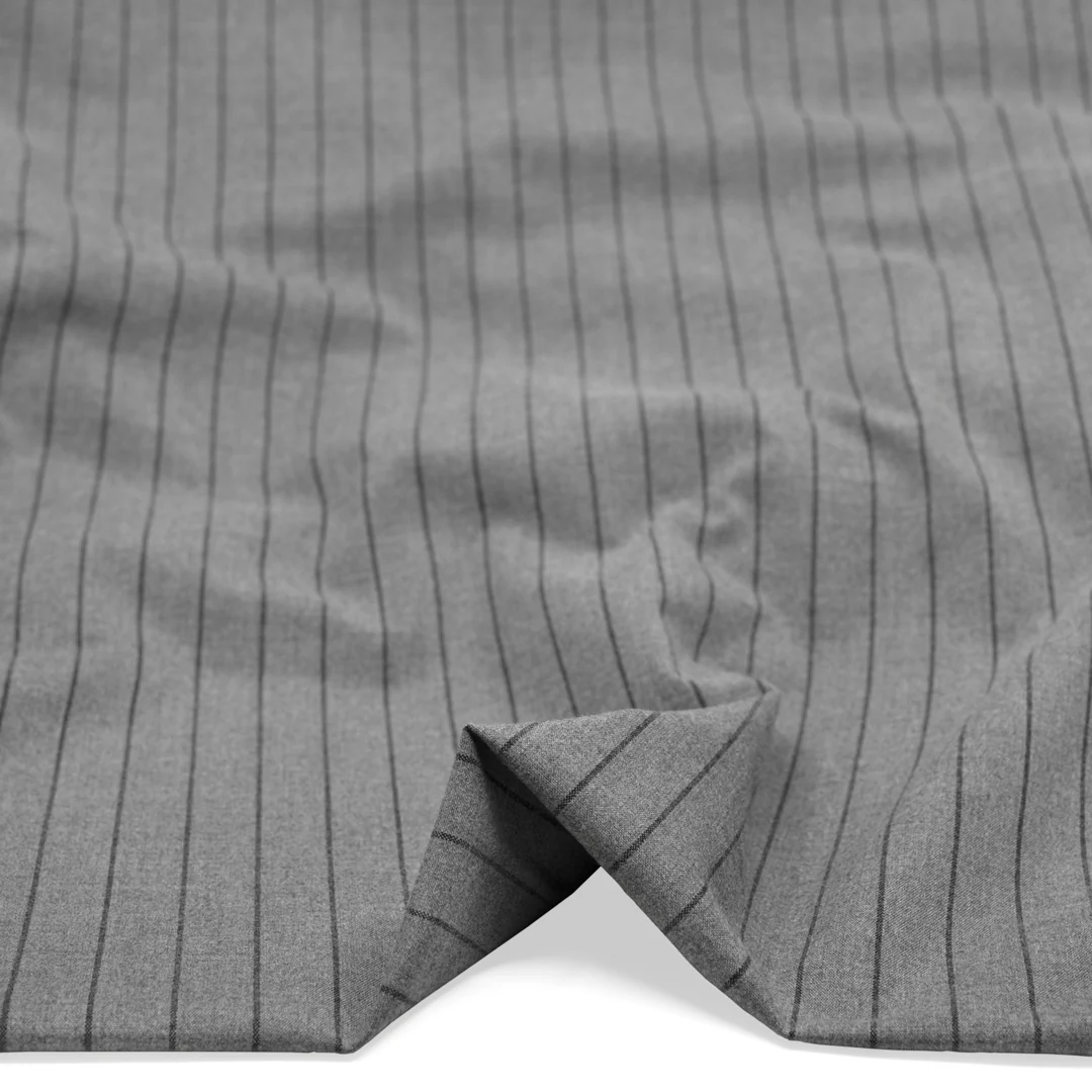 Department Stripe Brushed Suiting - Heather Grey/Black - Image 2
