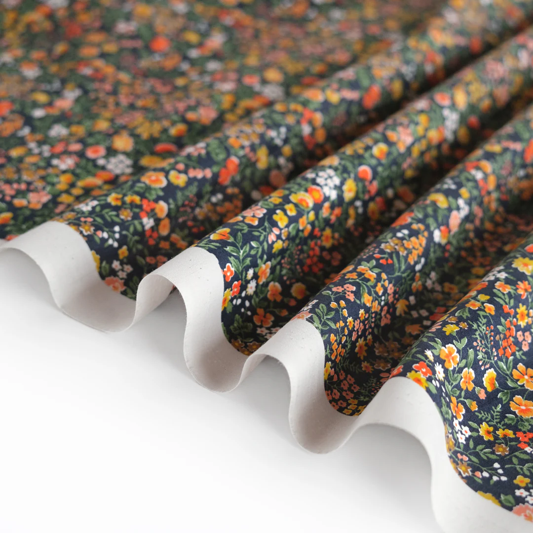 Ditsy Flower Cotton Lawn - Navy/Coral - Image 3