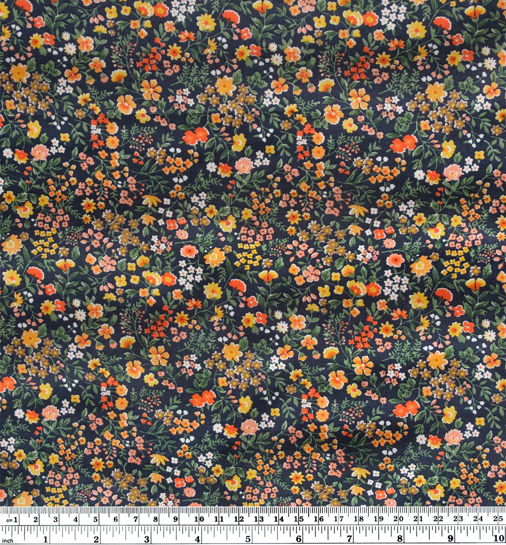 Ditsy Flower Cotton Lawn - Navy/Coral - Image 4