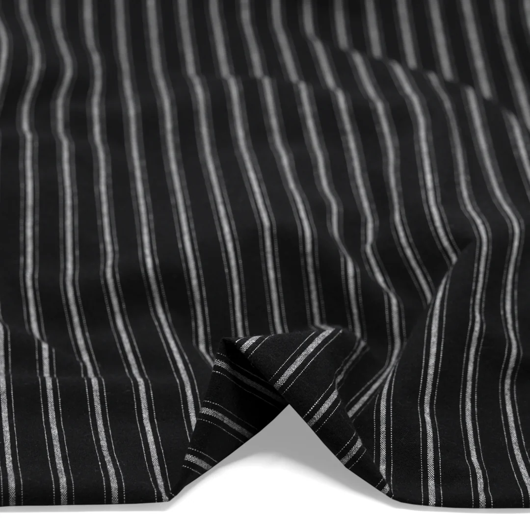 Division Stripe Washed Cotton - Black - Image 2