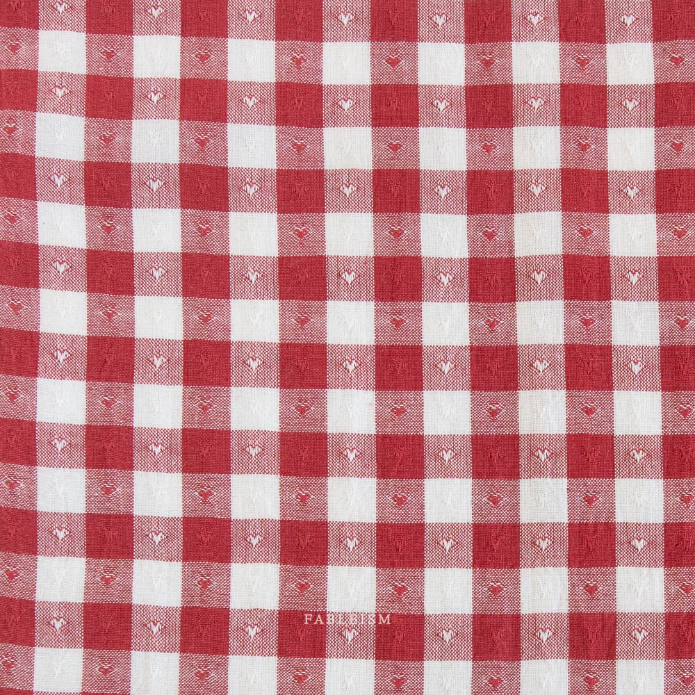Dobby Hearts Gingham Cotton - Cherry - Image 2