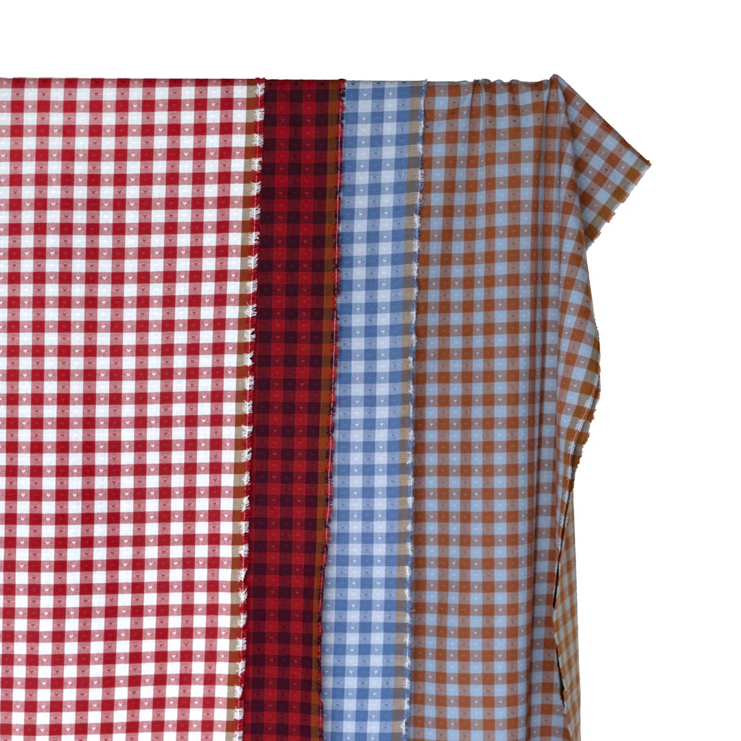Dobby Hearts Gingham Cotton - Riviera - Image 3