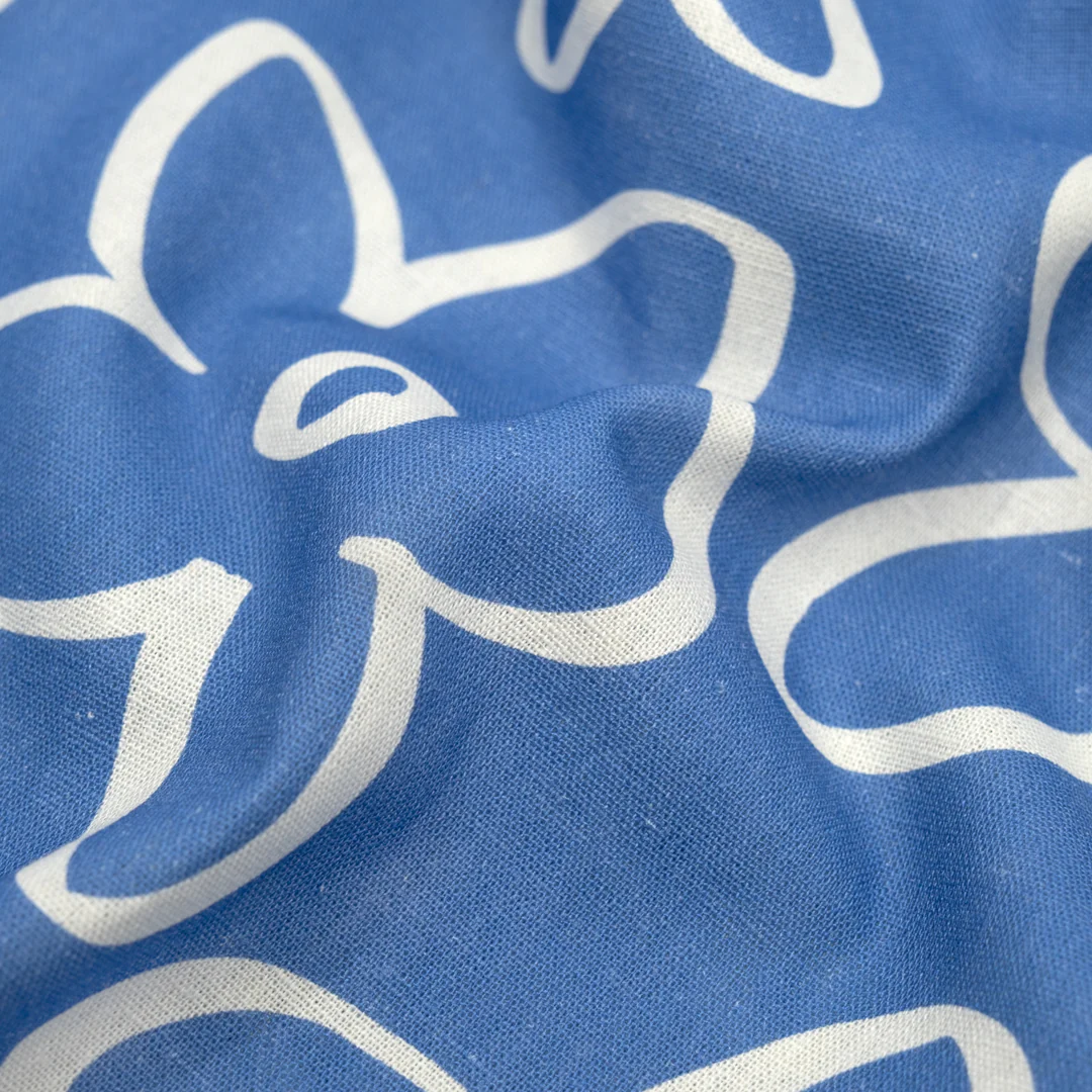 Doodle Daisy Linen Viscose Blend - Marlin