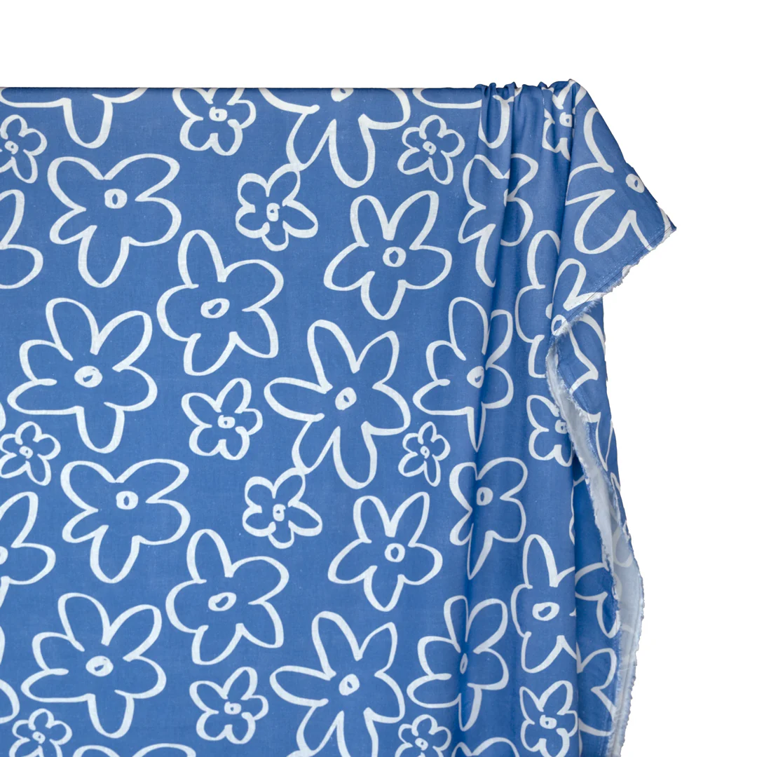 Doodle Daisy Linen Viscose Blend - Marlin - Image 3