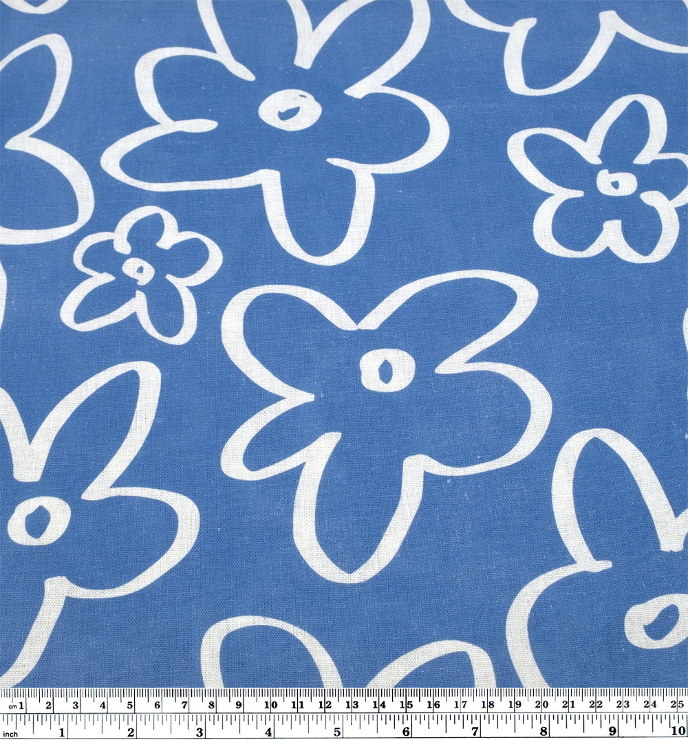 Doodle Daisy Linen Viscose Blend - Marlin - Image 4