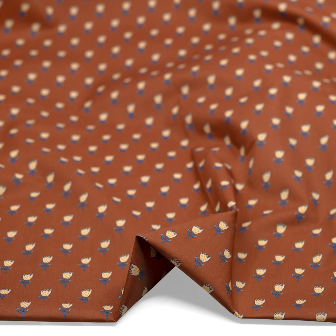 Earthen Printed Cotton Lawn - Terracotta/Multi - Image 2