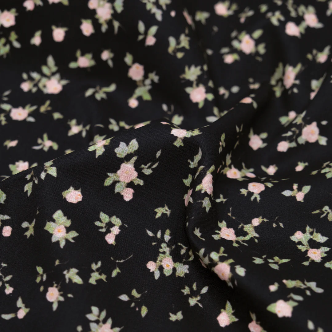 Eden Printed Cotton Lawn - Black/Petal/Sage
