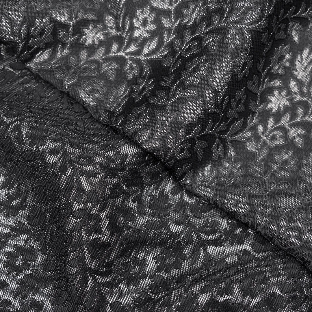 Enchanted Poly Metallic Jacquard - Silver/Charcoal